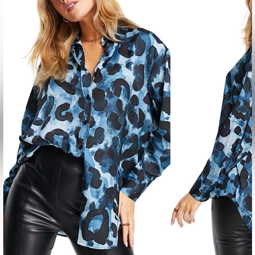 TOP SHOP Animal Print Shirt Size 8